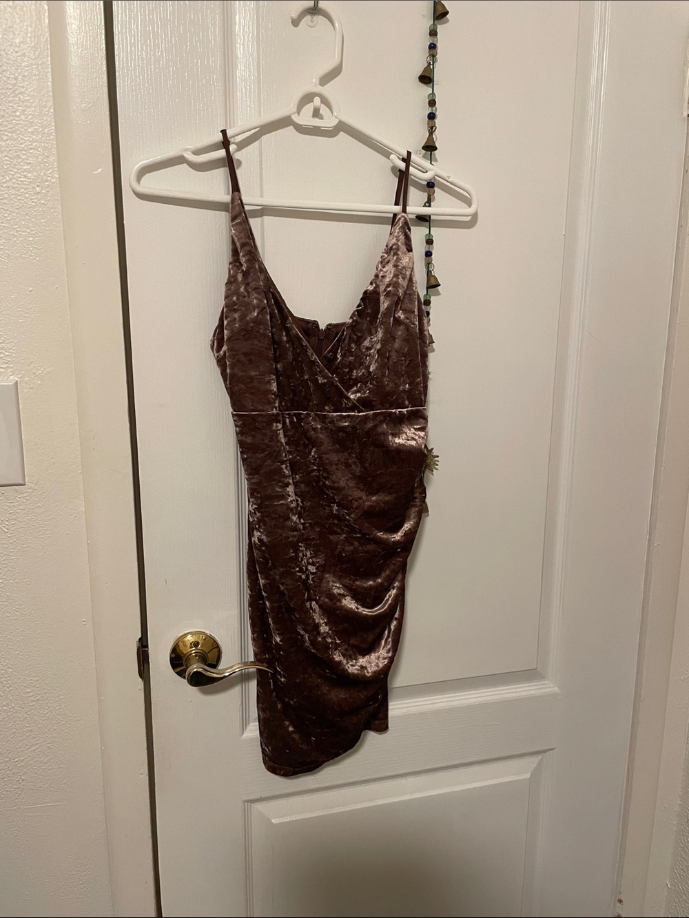 Forever 21 Brown Velvet Spaghetti-Strap Wrap Dress